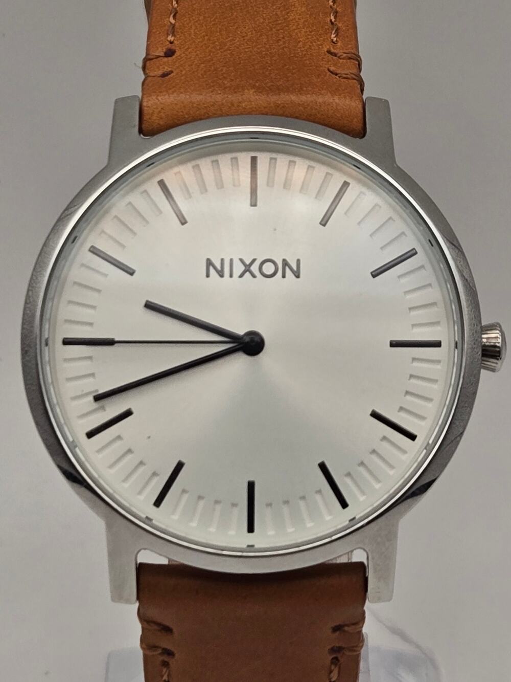 Nixon The Porter 40mm Watch White Dial Tan Leather New Batt